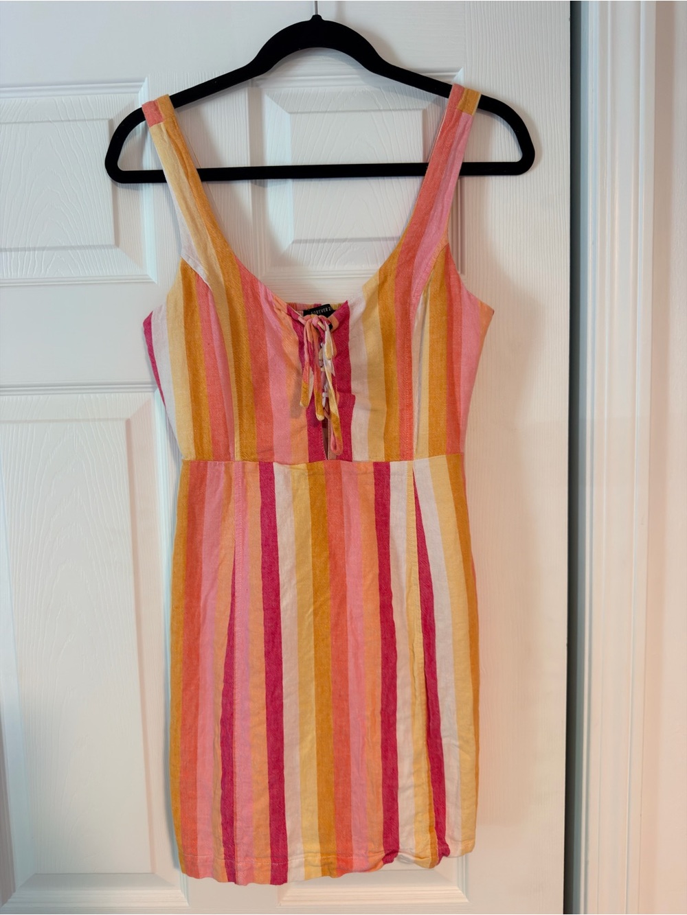 Forever 21 Pink and Peach Striped Smocked mini Dress
